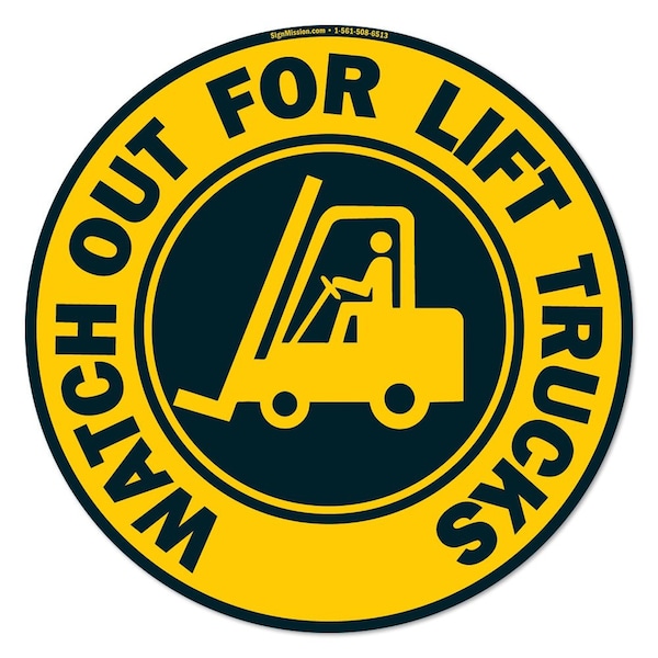 Watch Out For Lift Trucks 2 16in Non-Slip Floor Marker, 6PK, 16 in L, 16 in H, FD-2-C-16-6PK-99878